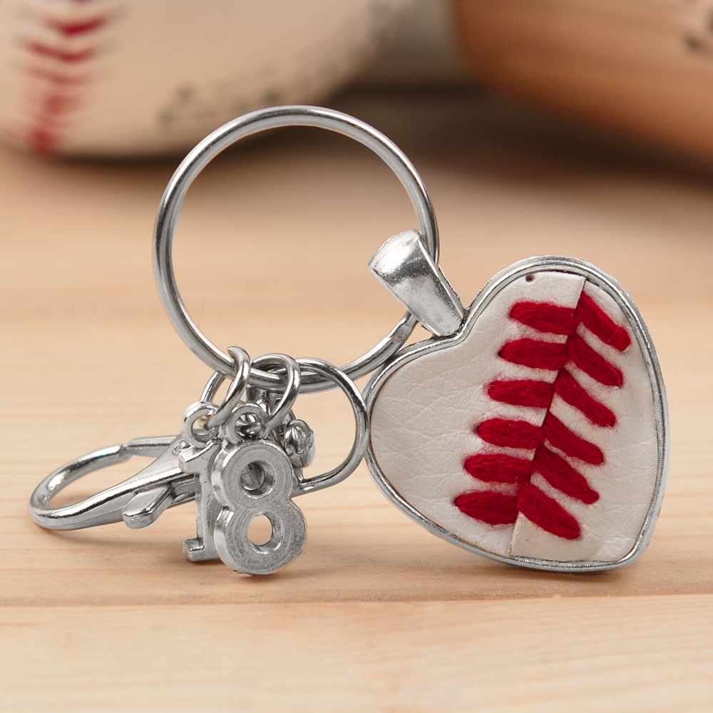 Personalized Leather Baseball and Softball Keychain