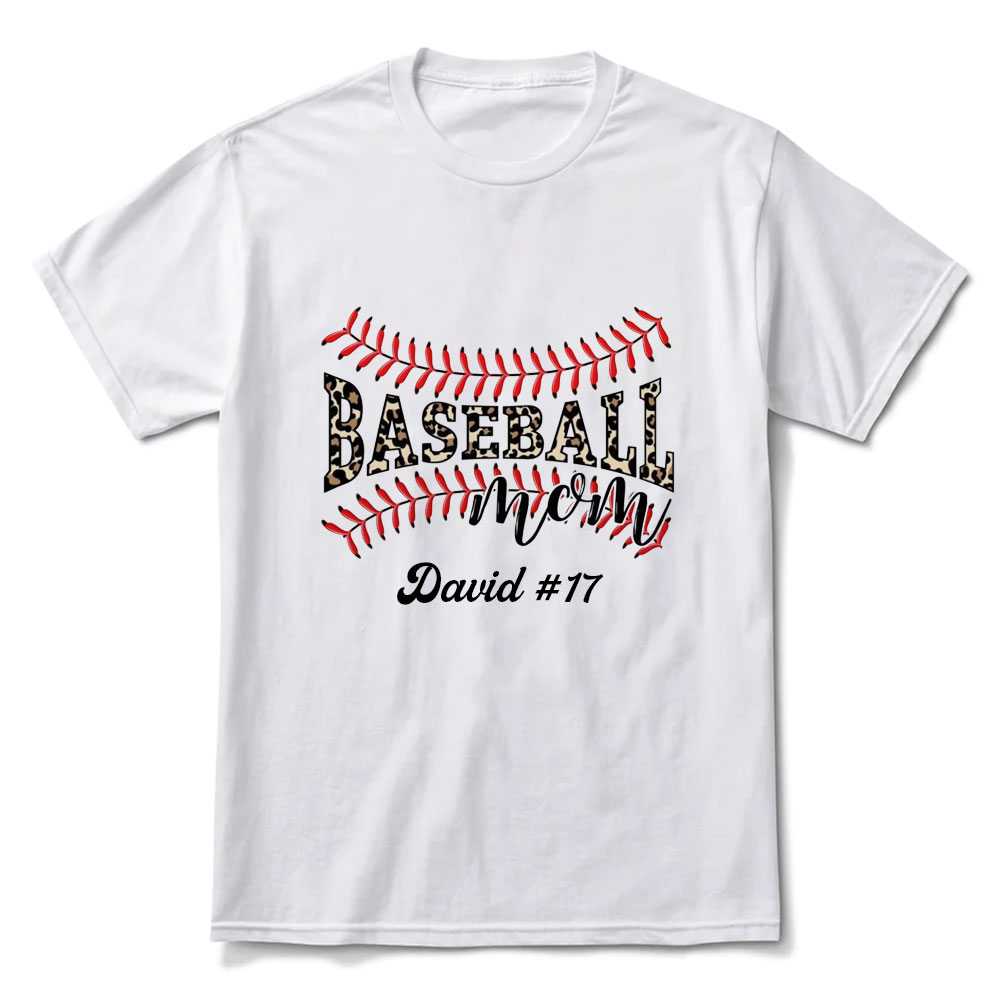 Personalized Leopard Baseball Mom Shirt