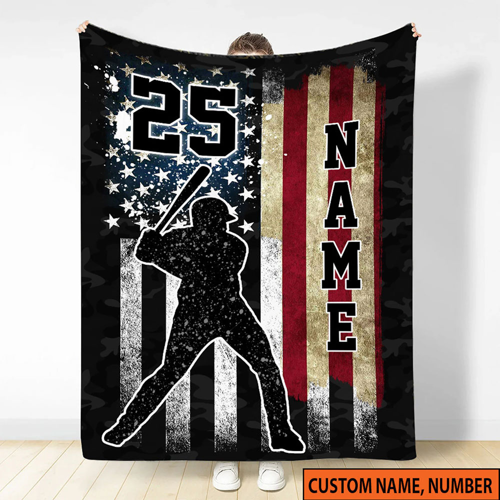 Personalized Name American Flag Blanket