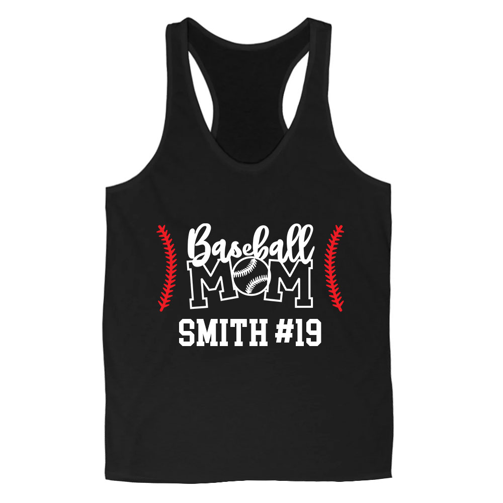 Personalized Name & Number Baseball Mom Tank Top