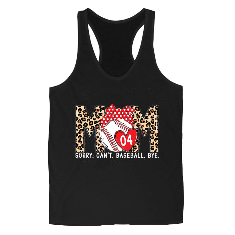 Personalized Number Leopard Baseball Mom Racerback Tank Top