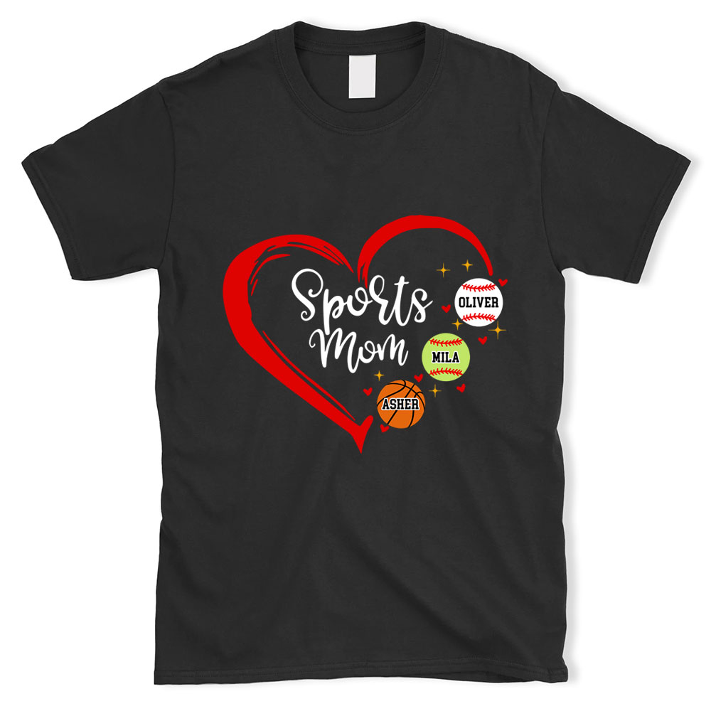 Personalized Sports Mom Heart T-Shirt