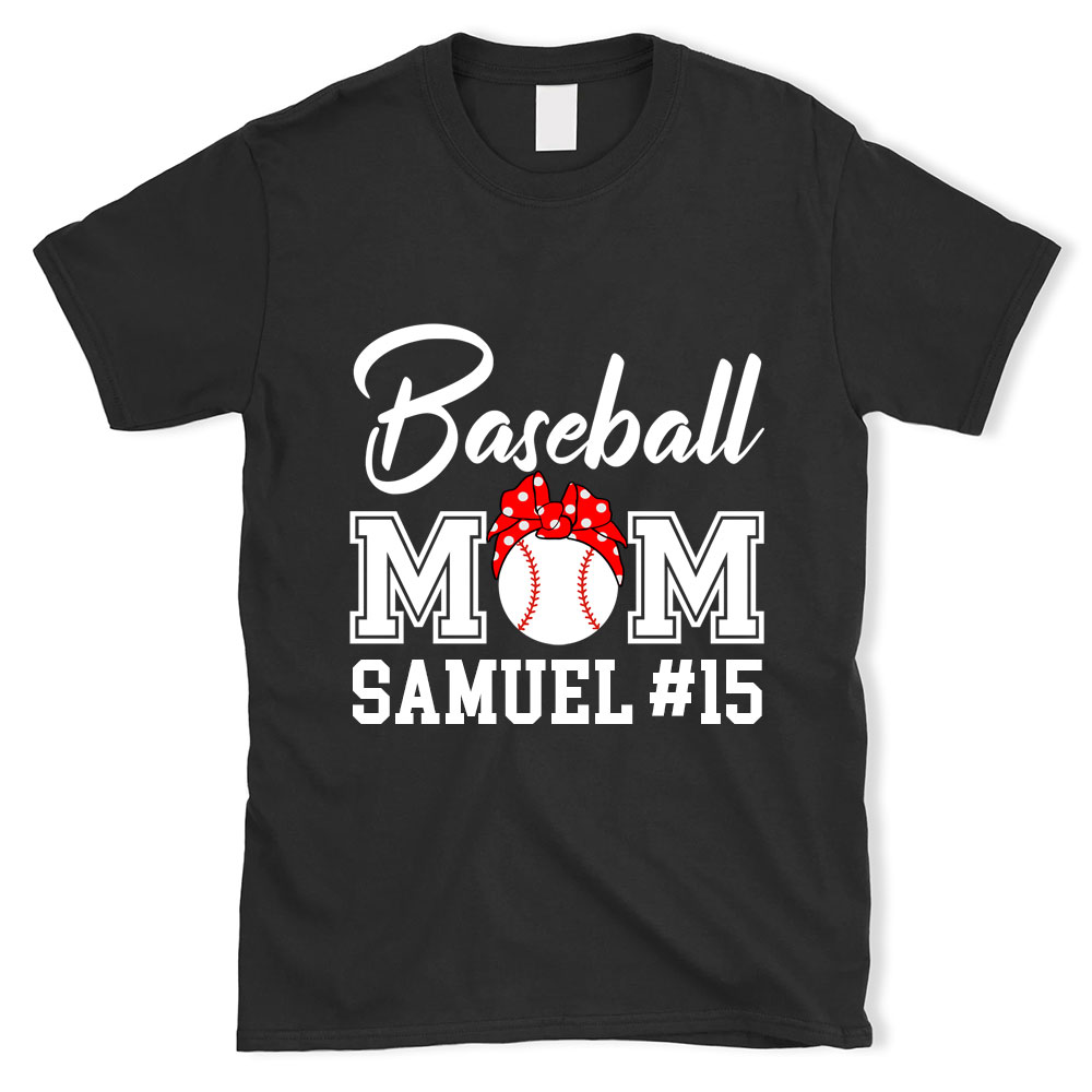 Personalized Sports Mom T-Shirt with Bow