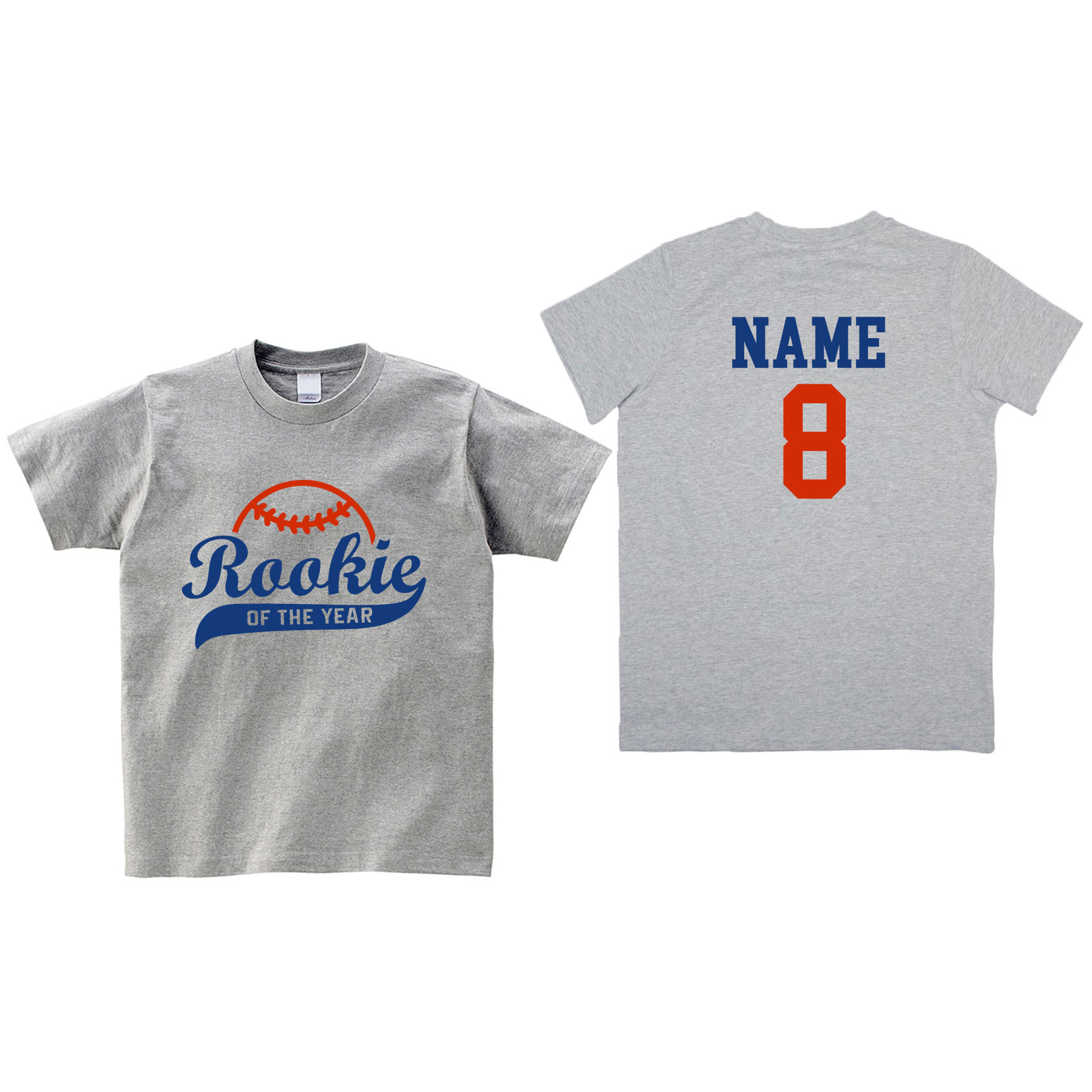 Rookie of the Year Shirt With Personalized Back. Kids Baseball 