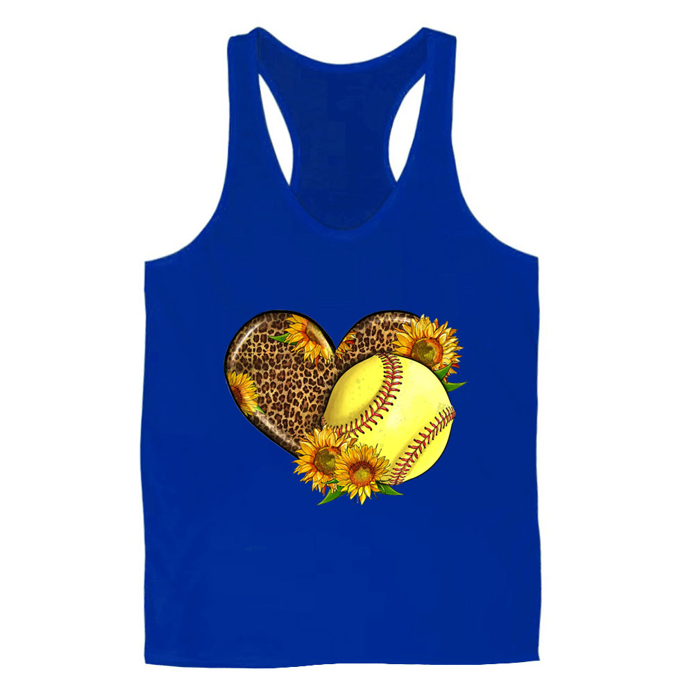 Softball Heart with Sunflowers Tank Top