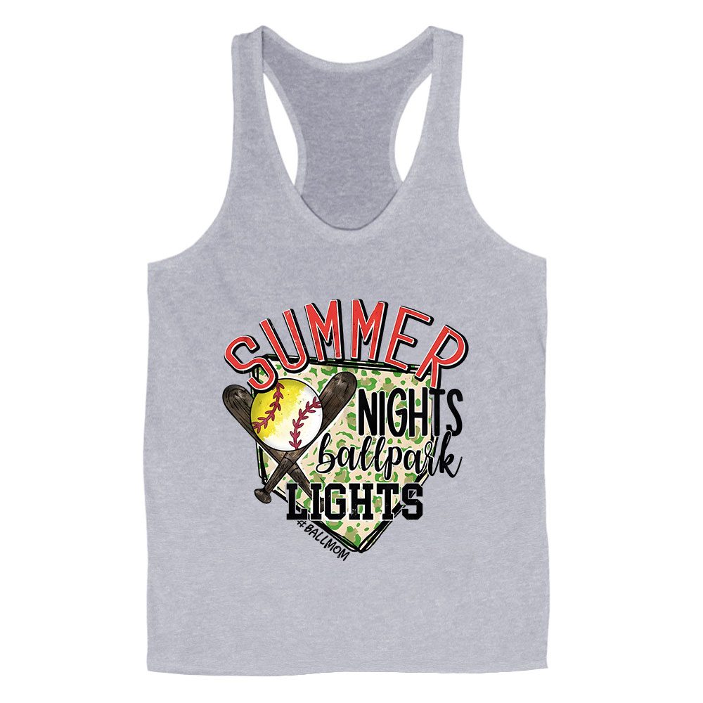 Summer Nights and Ballpark Lights Softball Baseball Mom Tank Top