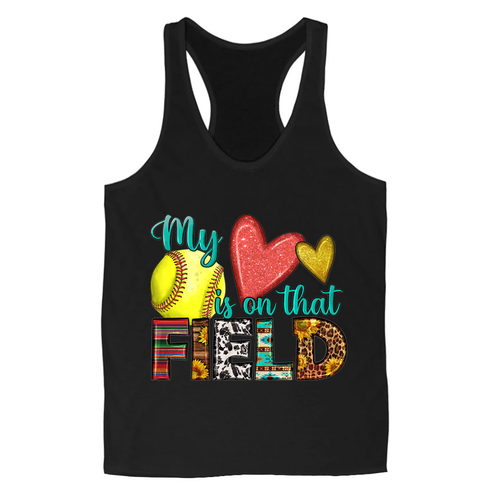 Western My Heart Is on that Field Softball Tank Top