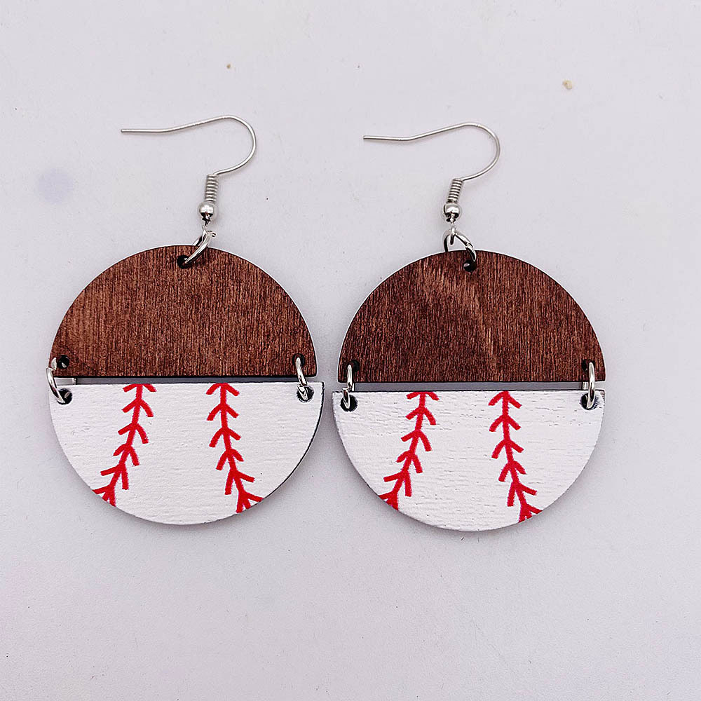 Wood Half Sports Earrings