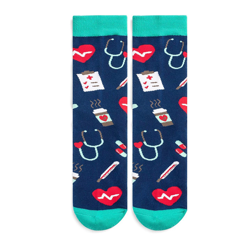 Nurse Life Medicine Stethoscope Thermometer Notepad Coffee Nurse Socks