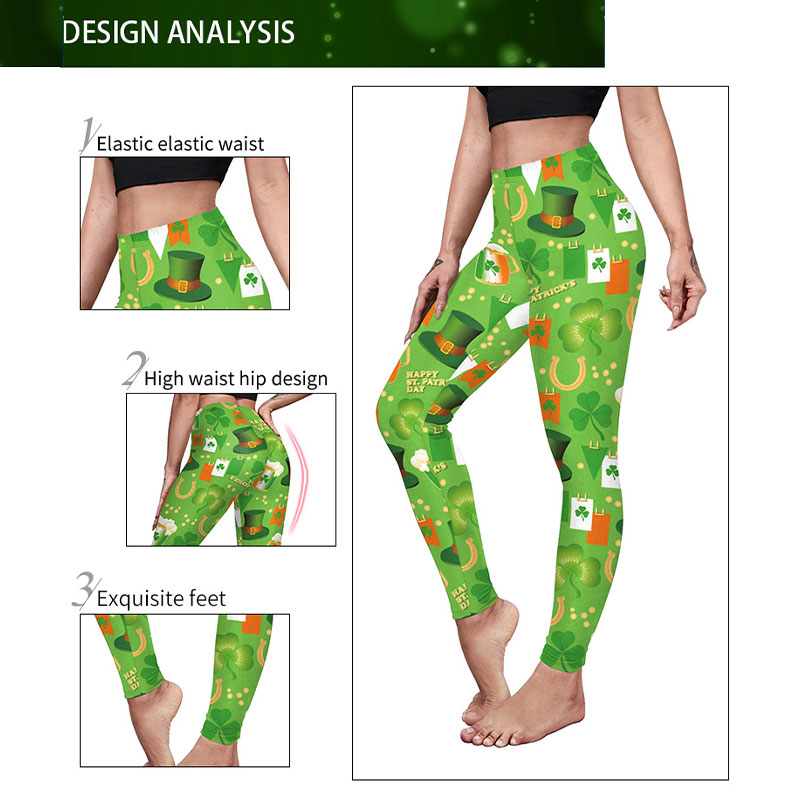 Irish St. Patrick's Day Print Ladies Yoga Pants Butt Lift Outerwear T
