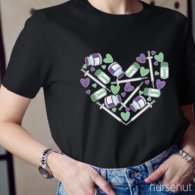Heart-Shaped Botox And Syringe Nurse T-Shirt