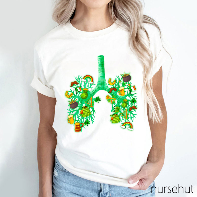 St. Patrick's Day Lung Tree Nurse T-Shirt
