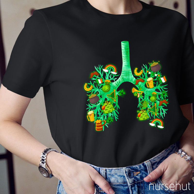 St. Patrick's Day Lung Tree Nurse T-Shirt