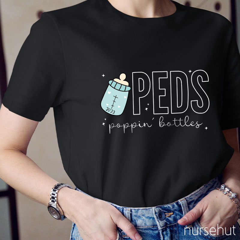 Peds Poping Bottles Nurse T-Shirt