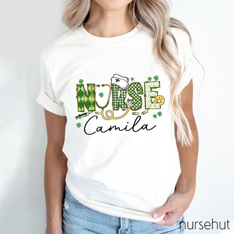 Personalized Name Clover Nurse T-Shirt