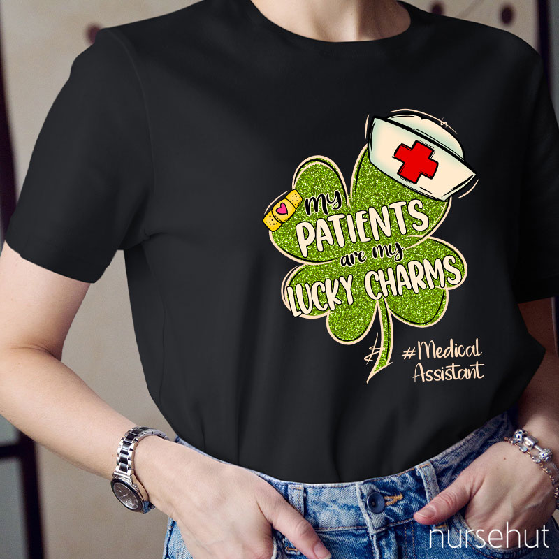 Personalized Title Shamrock My Patients Are My Lucky Charms Nurse T-Shirt
