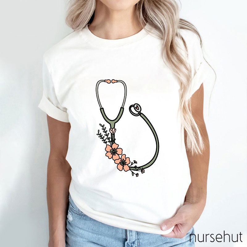 Flower Stethoscope Nurse T-Shirt