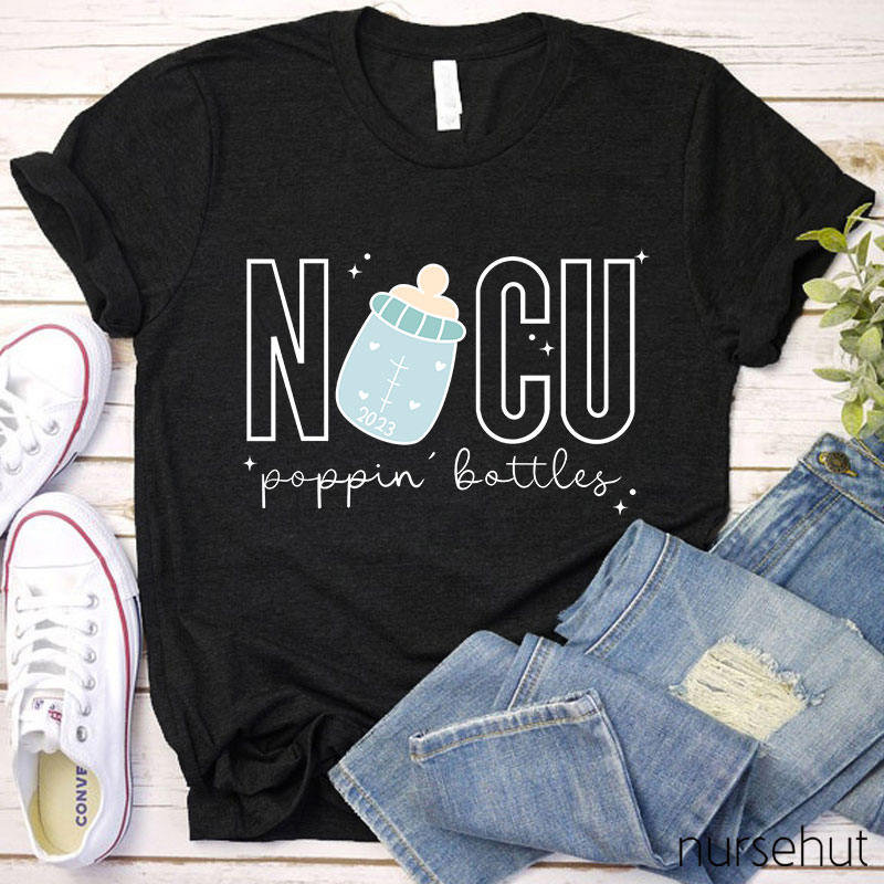 NICU Popping Bottles Nurse T-Shirt