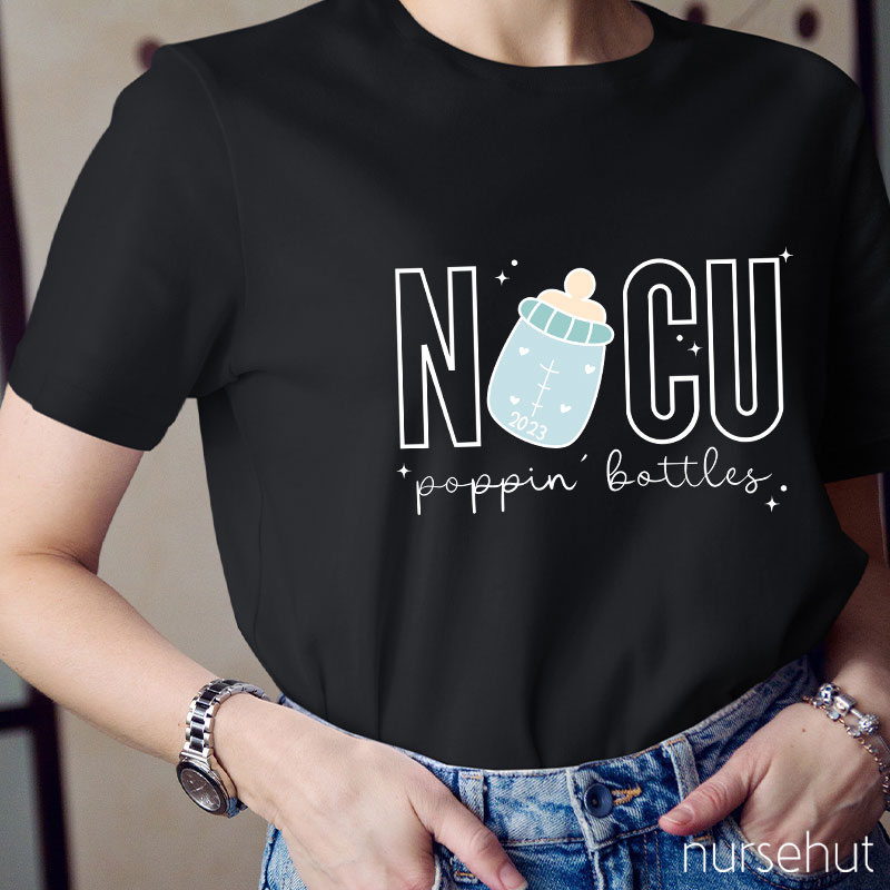 NICU Popping Bottles Nurse T-Shirt
