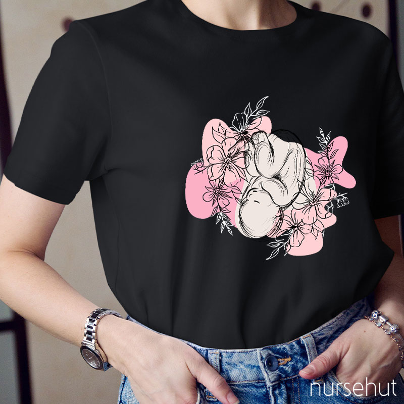 We Saw A Baby Grow In Flowers Nurse T-Shirt