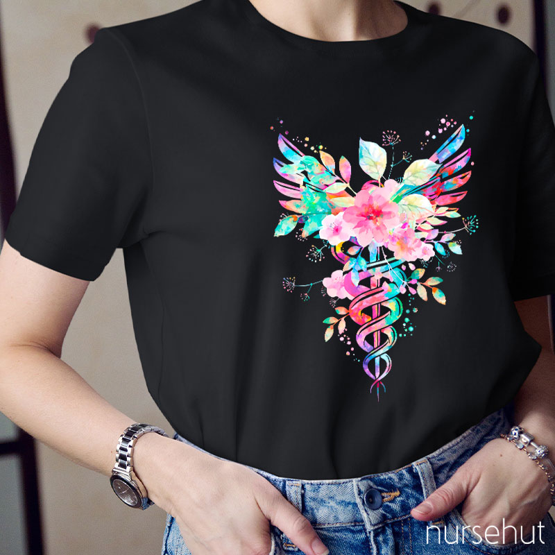 Flower Caduceus Nurse T-Shirt