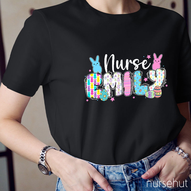 Personalized Bunny Nurse Name Nurse T-Shirt