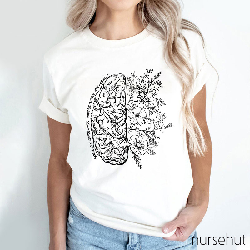 Half Brain And Flower Nurse T-Shirt