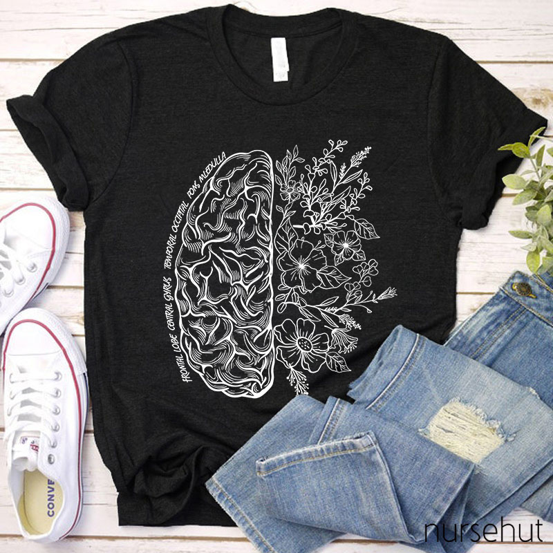 Half Brain And Flower Nurse T-Shirt