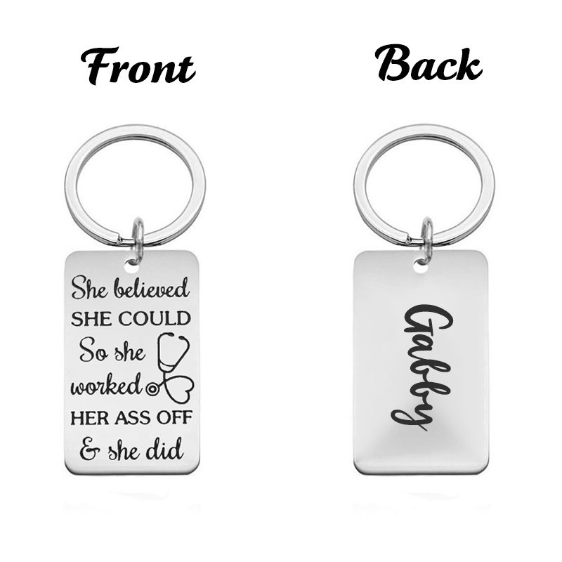 Personalized She Believed She Could Nurse Keychain