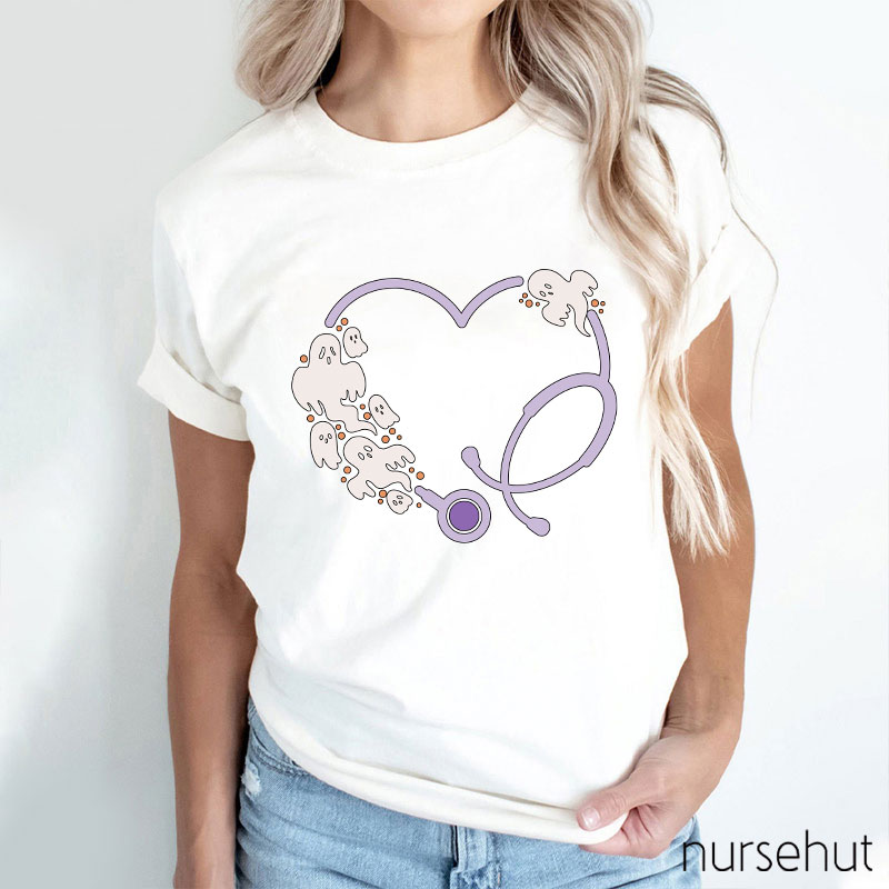 Ghost Stethoscope Heart Nurse T-Shirt