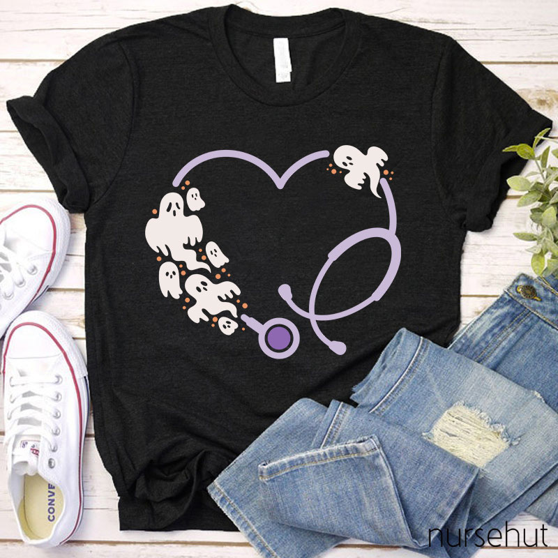 Ghost Stethoscope Heart Nurse T-Shirt
