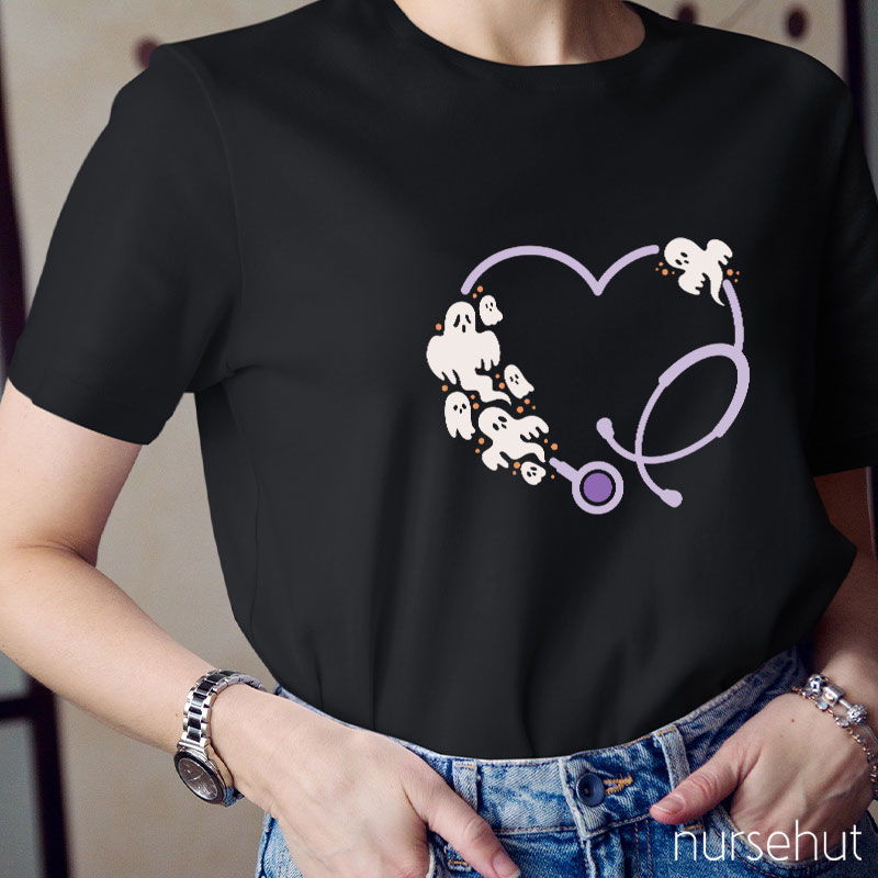 Ghost Stethoscope Heart Nurse T-Shirt