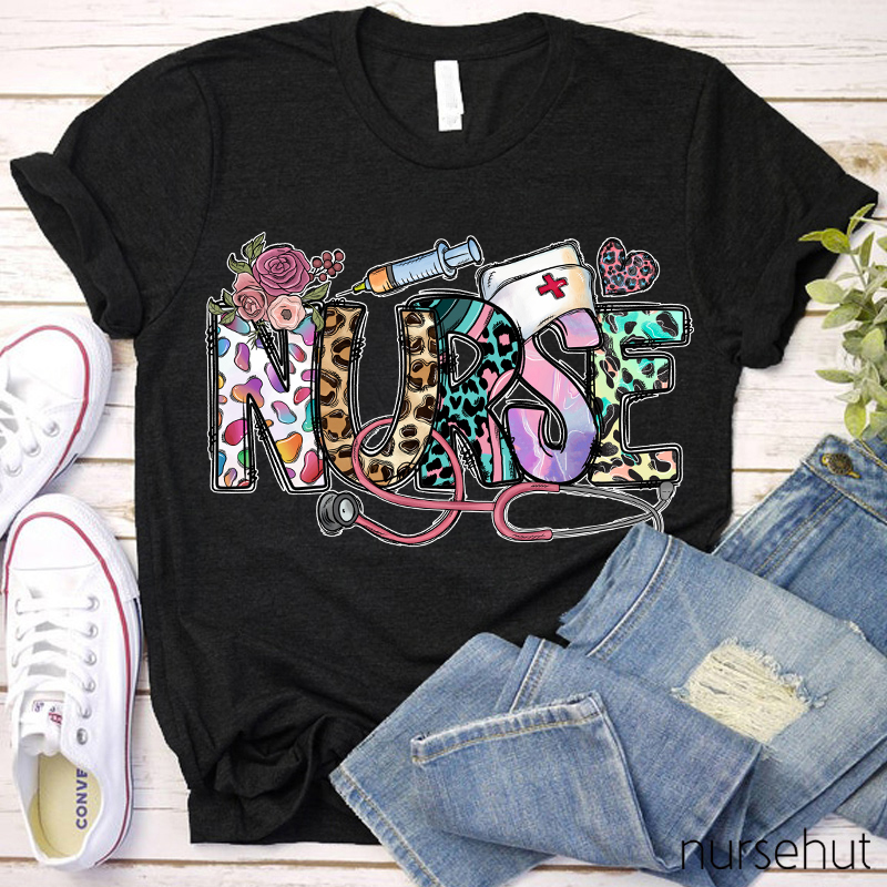 Personalized Spring Leopard Nurse T-Shirt