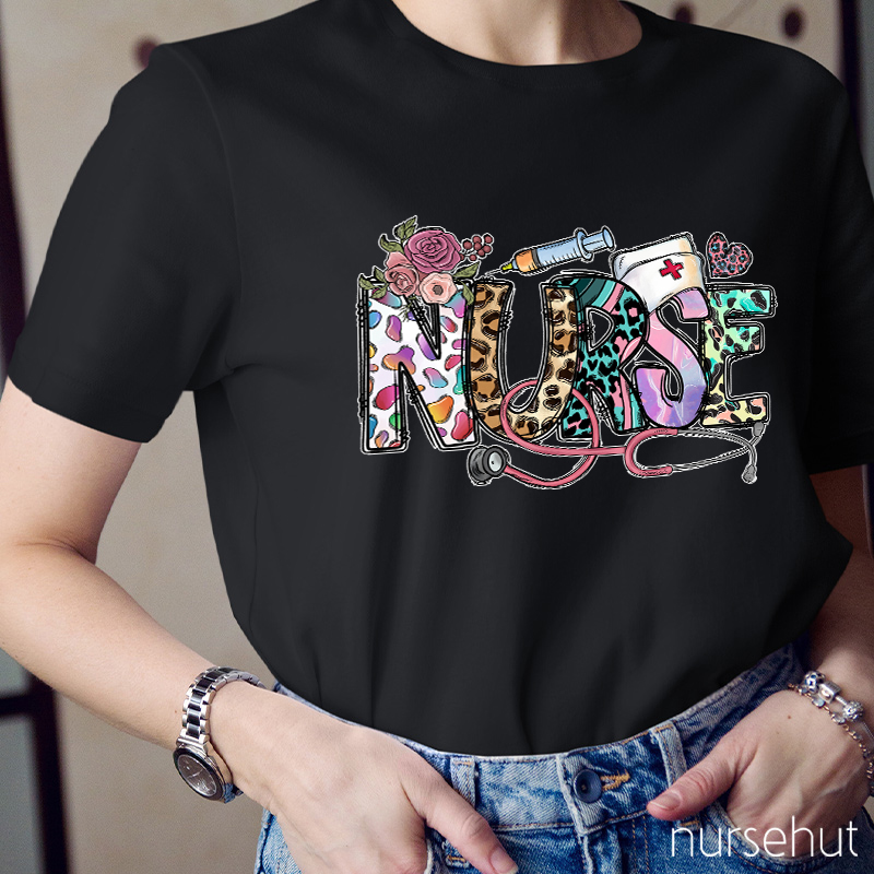 Personalized Spring Leopard Nurse T-Shirt