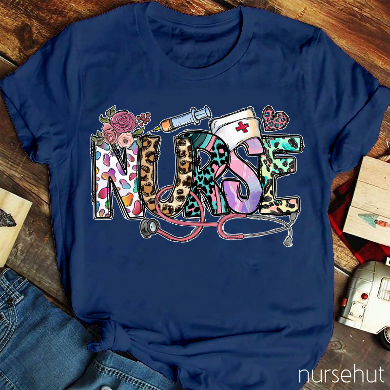 Personalized Spring Leopard Nurse T-Shirt