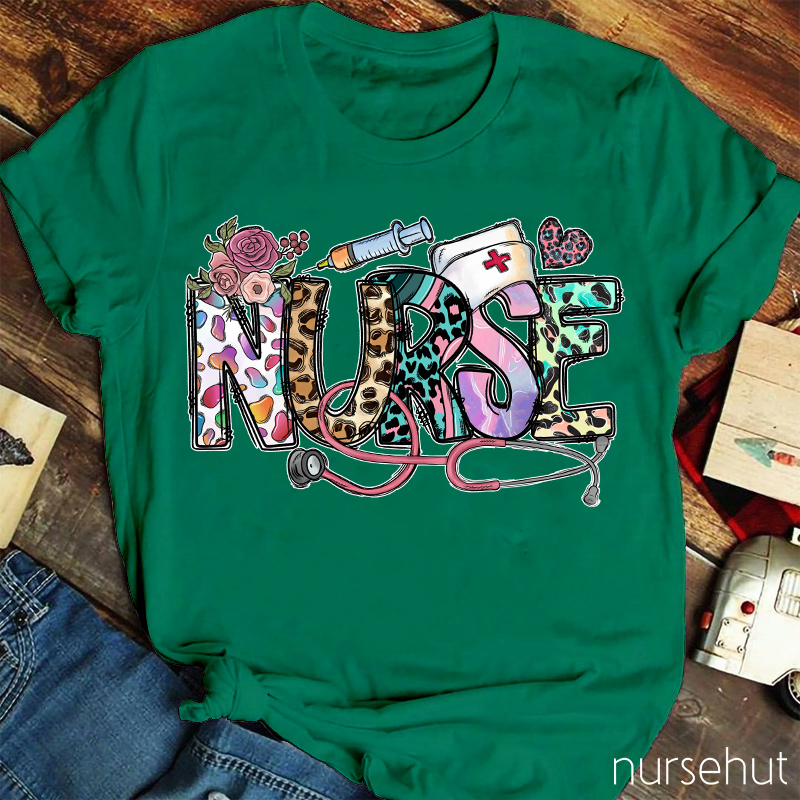 Personalized Spring Leopard Nurse T-Shirt