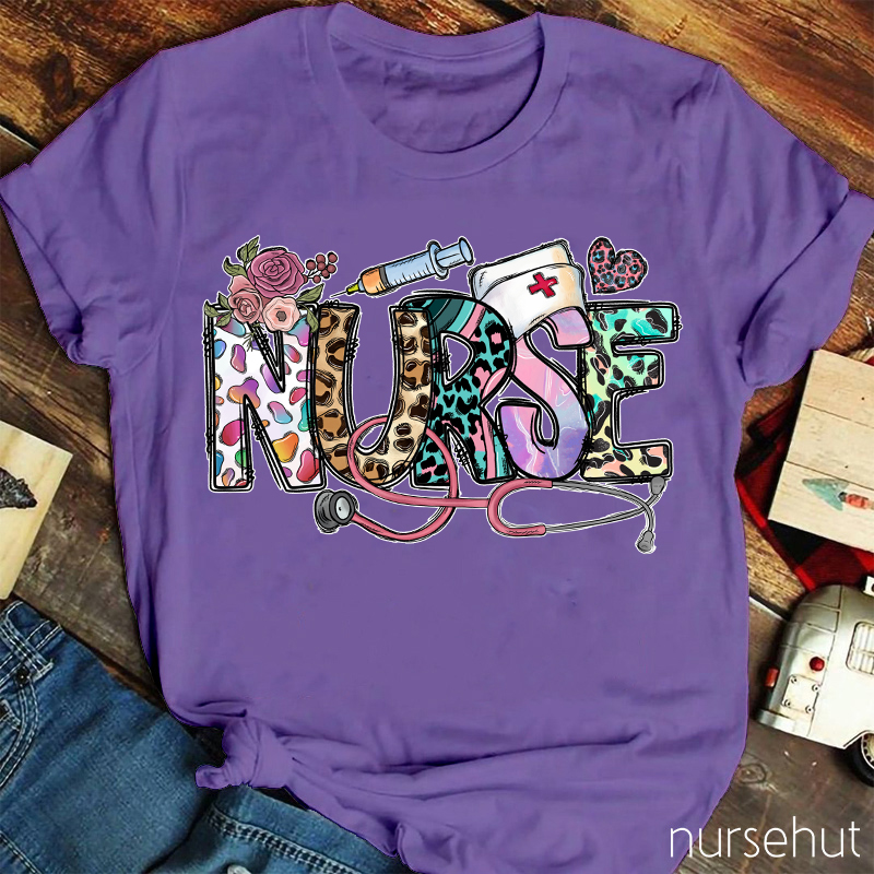Personalized Spring Leopard Nurse T-Shirt
