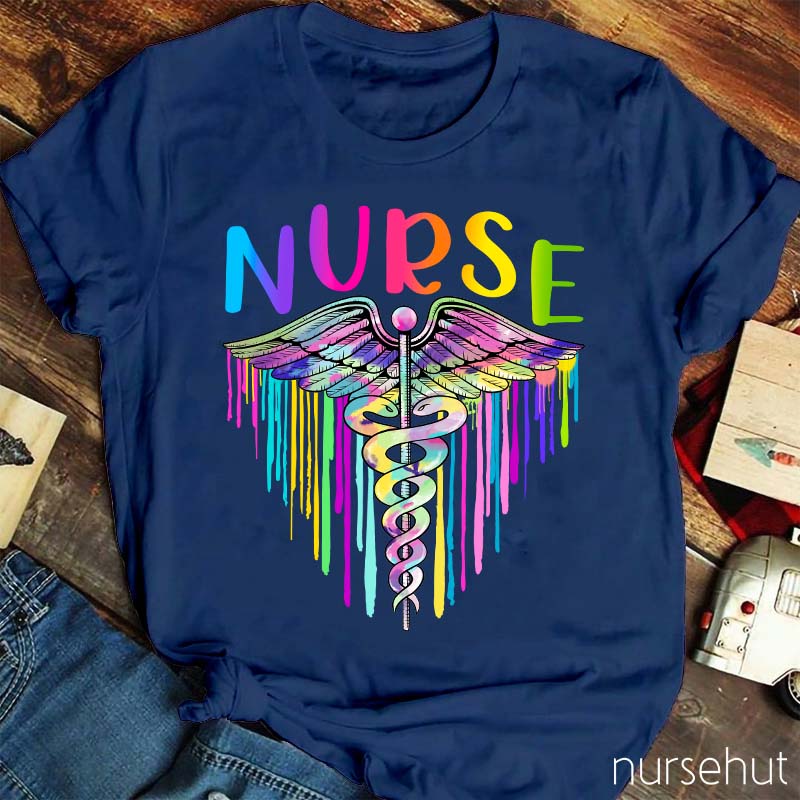 Colorful RN Caduceus Nurse T-Shirt