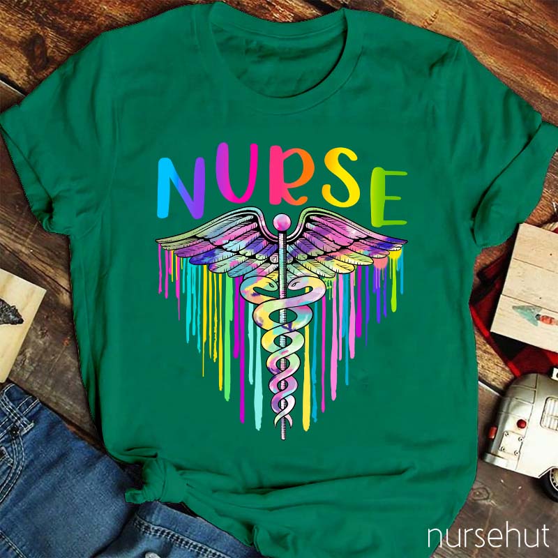 Colorful RN Caduceus Nurse T-Shirt