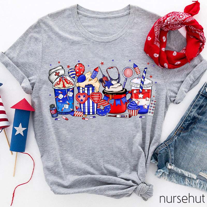 Flat Summer Ice Drink Nurse T-Shirt