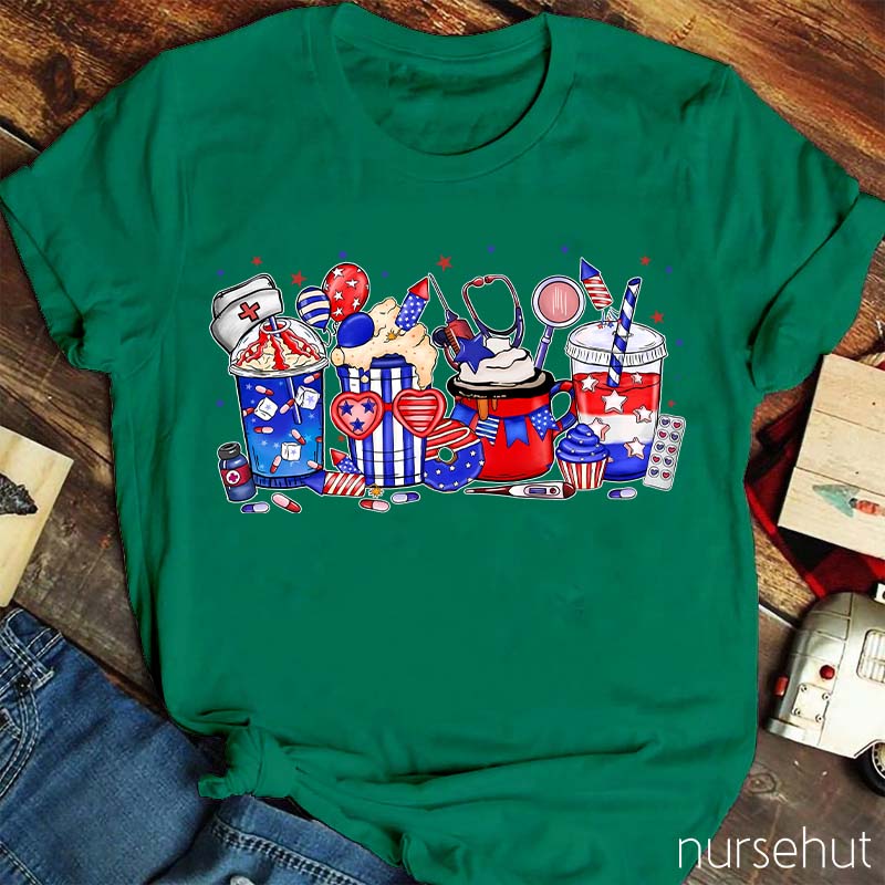 Flat Summer Ice Drink Nurse T-Shirt