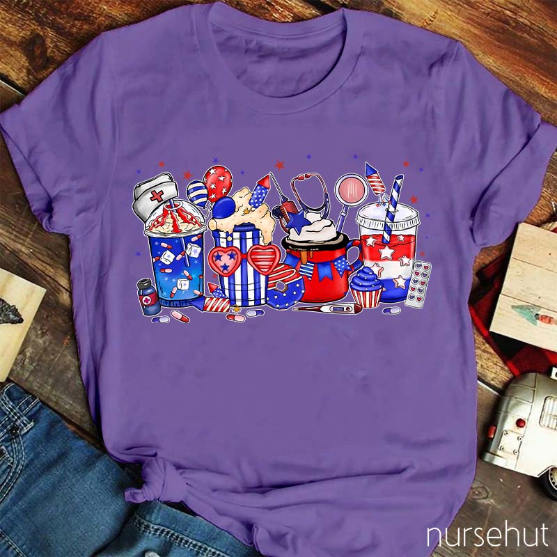 Flat Summer Ice Drink Nurse T-Shirt