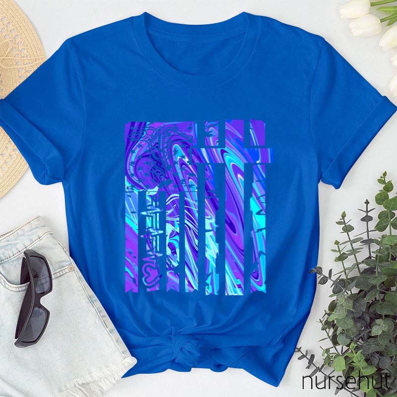 Blue And Purple Dazzle The Flag Nurse T-Shirt