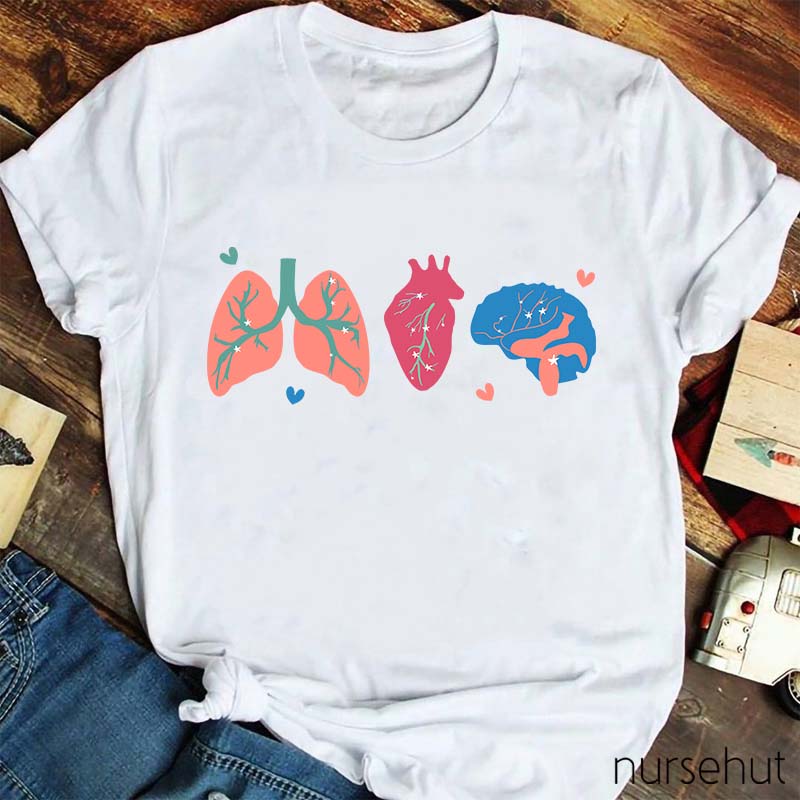 Love Lung Heart Brain Nurse T-Shirt