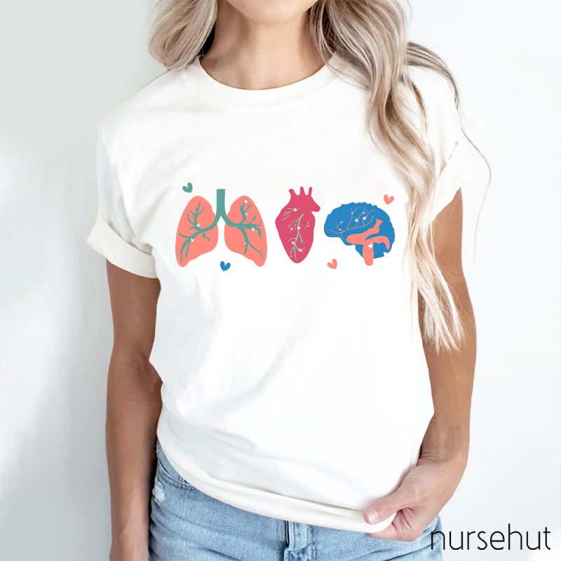 Love Lung Heart Brain Nurse T-Shirt