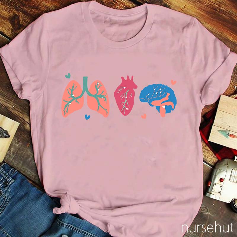 Love Lung Heart Brain Nurse T-Shirt