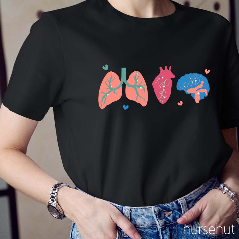 Love Lung Heart Brain Nurse T-Shirt