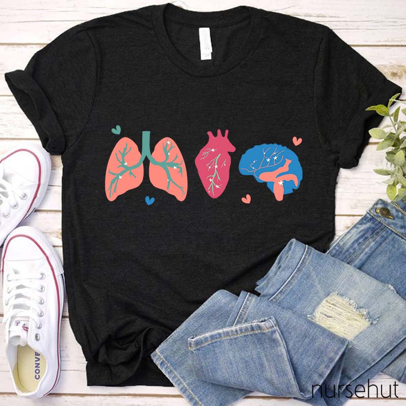 Love Lung Heart Brain Nurse T-Shirt