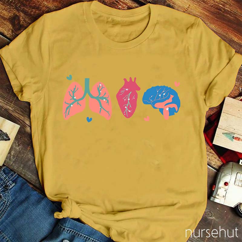 Love Lung Heart Brain Nurse T-Shirt