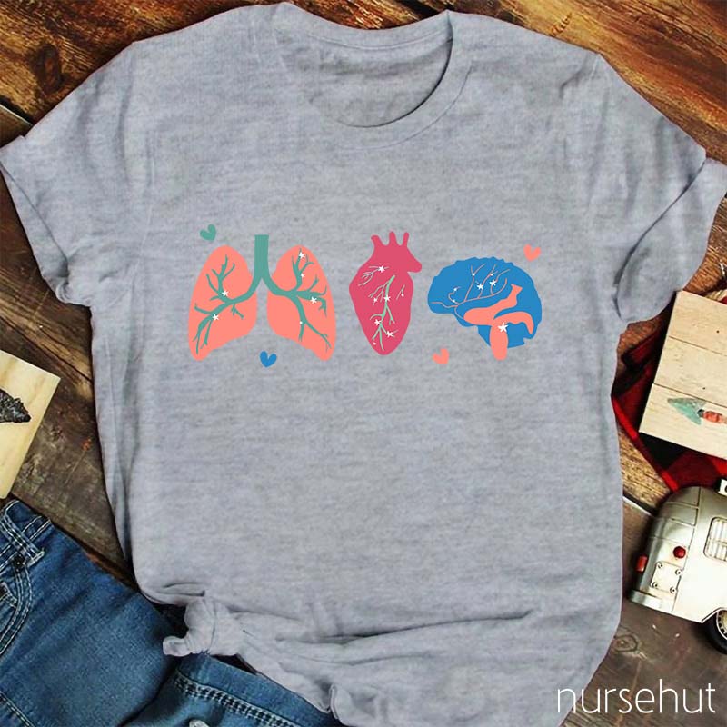 Love Lung Heart Brain Nurse T-Shirt